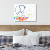 Schattigee olifant baby jongen geboorterecord stat canvas afdruk (Insitu (Slaapkamer))