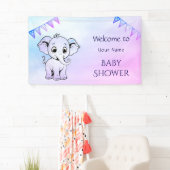 Schattigee olifant Baby shower banner (Insitu)