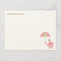 Schattigee olifant Baby shower flat dank u kaarten