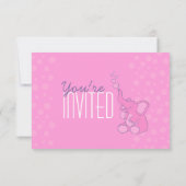 Schattigee Olifant baby shower roze uitnodiging (Achterkant)