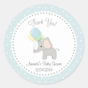 Schattigee Olifant Baby shower Sticker (blauw)