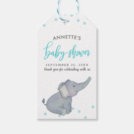 Schattigee olifant blauw Confetti Baby shower dank Cadeaulabel