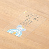 Schattigee olifant blauw jongen baby shower acryl uitnodigingen (Laagn)