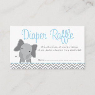 Schattigee olifant Chevron Blue Diaper Raffle Tick Informatiekaartje