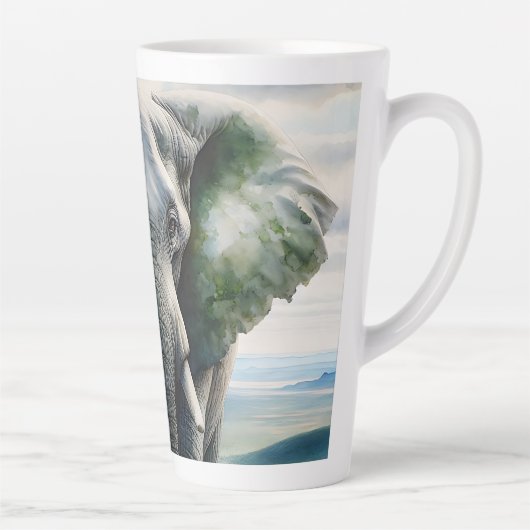 Schattigee olifant dichtbij latte mok (Rechts)