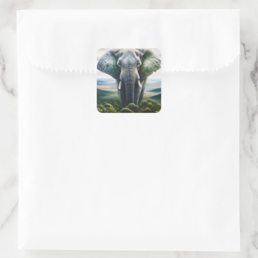 Schattigee olifant dichtbij vierkante sticker (Tas)