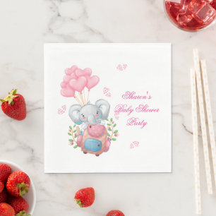 Schattigee olifant en ballon Baby shower papier se Servet