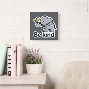 Schattigee olifant en vogel sticker vierkante klok