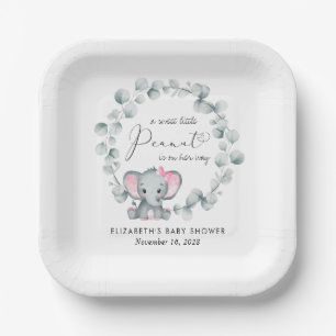 Schattigee olifant eucalyptus baby meisje douche papieren bordje