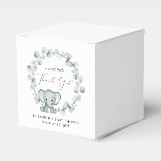 Schattigee olifant eucalyptus Baby shower dank u Bedankdoosjes (Voorkant Zijde)