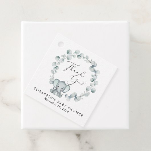 Schattigee olifant eucalyptus Baby shower dank u Bedankjes Labels (In situ)