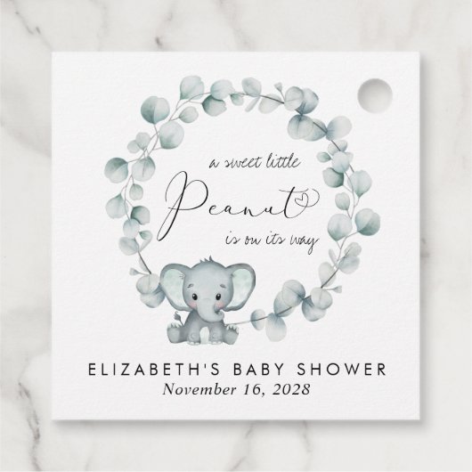 Schattigee olifant eucalyptus Baby shower dank u Bedankjes Labels (Achterkant)