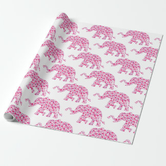 Schattigee Olifant gemaakt van Little Pink Hearts Cadeaupapier