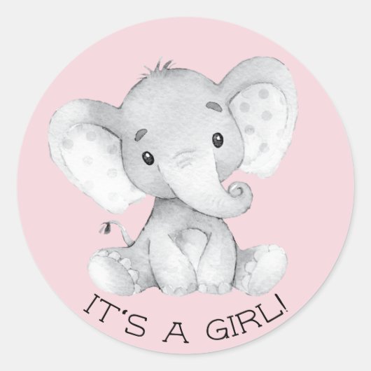 Schattigee olifant Het is een meisje gunst Sticker (Voorkant)