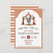 Schattigee olifant in een circustent verjaardagsfe kaart (Voorkant / Achterkant)