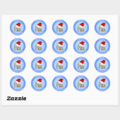 Schattigee Olifant in Santa Hat Blauwe Kerst stick Ronde Sticker (Vel)