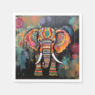 Schattigee olifant kleurrijke funky gemengde media servet