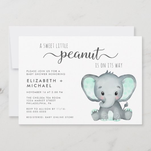 Schattigee olifant koppels Baby shower Kaart (Voorkant)