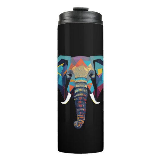 Schattigee olifant lage poly illustratie thermosbeker (Voorkant)