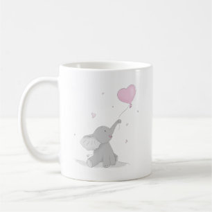 Schattigee olifant met ballon Baby shower Koffiemok