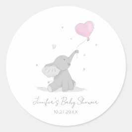 Schattigee olifant met ballon Baby shower Ronde Sticker