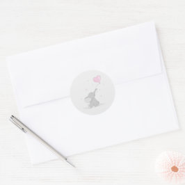 Schattigee olifant met ballon Baby shower Ronde Sticker
