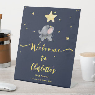 Schattigee olifant met ballon Baby shower Welkom Reclamebord Met Voetstuk