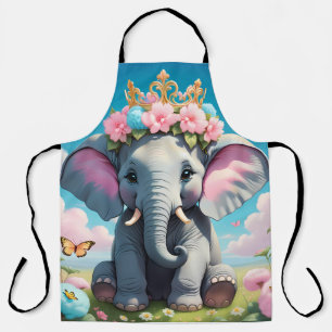 Schattigee olifant met bloemkroon schort