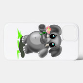 Schattigee Olifant met Flower iPhone Case (Achterkant (horizontaal))