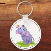 Schattigee Olifant met vlinder Sleutelhanger (Voorkant)