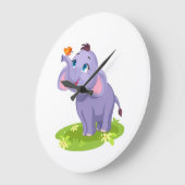 Schattigee Olifant met vlinder wandklok Grote Klok (Hoek)