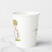 Schattigee olifant naam datum script Baby shower Papieren Bekers (Links)