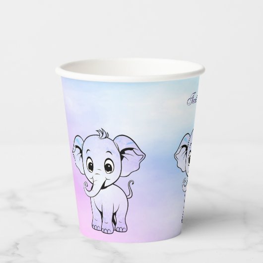 Schattigee olifant papieren bekers (Voorkant)