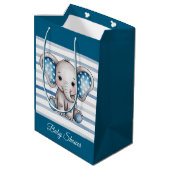 Schattigee olifant Polka Dots Boy Baby shower Medium Cadeauzakje (Achterkant Gekanteld)