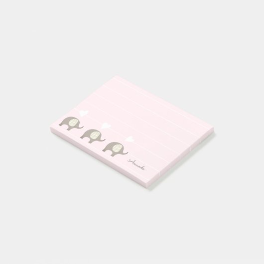 Schattigee olifant post het merkt op post-it® notes (Schuin)