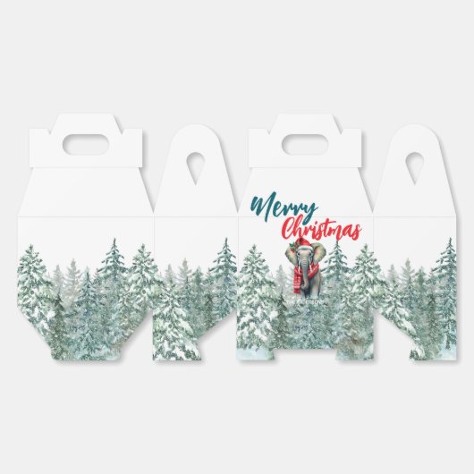 Schattigee olifant Santa wilde kerstboom Vrolijk k Bedankdoosjes (Ongevouwen)