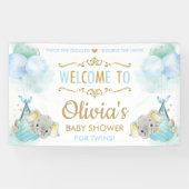 Schattigee Olifant Twins Jongens Baby shower Achte Spandoek (Horizontaal)