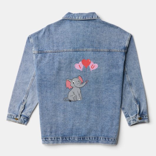 Schattigee olifant Valentijnsdag Denim Jacket (Achterkant)