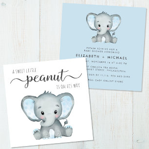 Schattigee Olifant Waterverf Baby Jongen Koppels D Kaart