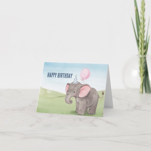 Schattigee olifant waterverf Happy birthday Kaart (Voorkant)