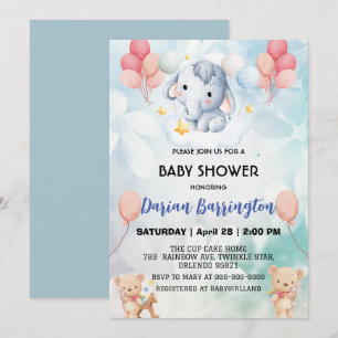 Schattigee olifant welp Beer baby shower kinder jo Kaart