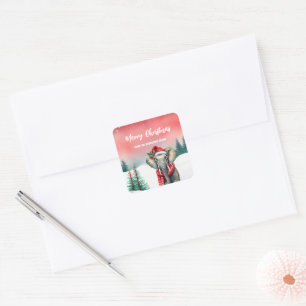 Schattigee olifant wilde kerstfeest kinder vierkante sticker