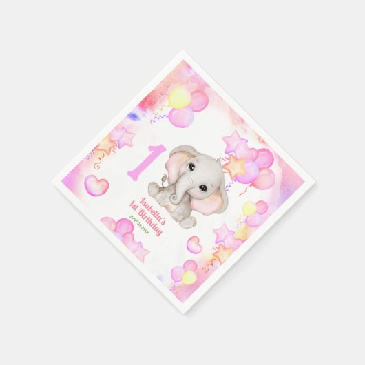 Schattigee Olifant Zomer Kleurrijk Meisje 1e Verja Servet (Hoek)