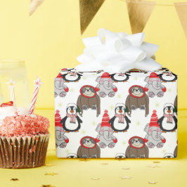 Schattigee olifanten, pinguïns en luiaards cadeaupapier