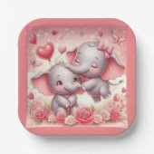 Schattigee olifantenknuffels, harten en Rozen Papieren Bordje (Voorkant)