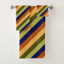 Schattigee Olijfsalie Navy Stripes Badhanddoek Set