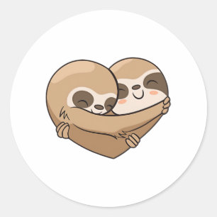 Schattigee omhelzende luiaard liefhebbers ronde sticker