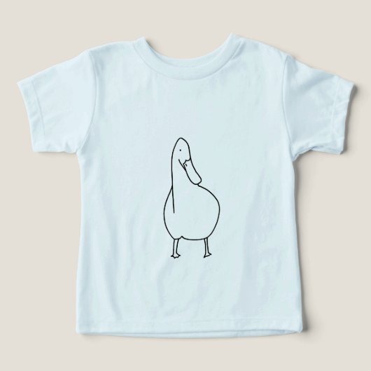 Schattigee omtrek kunst, tekening van eend T-shirt (Design voorkant)