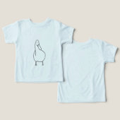 Schattigee omtrek kunst, tekening van eend T-shirt (Ontwerp Voorkant & Achterkant)