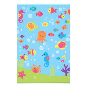 Schattigee onderwaterscène foto afdruk